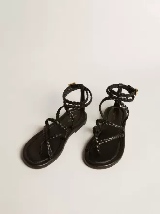 Penelope platta sandaler för damer i svart läder