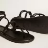 Penelope platta sandaler för damer i svart läder