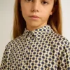 Pikétröja för flickor med geometriskt tryck