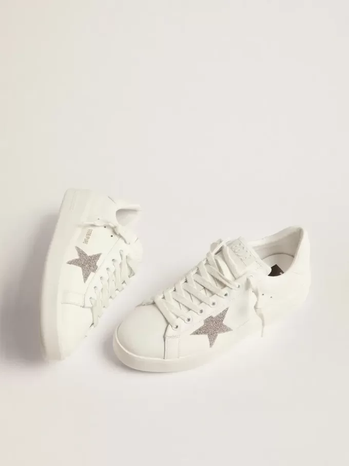 Purestar för damer i vitt läder med silverfärgad Swarovski-kristallstjärna Purestar för damer i vitt läder med silverfärgad Swarovski-kristallstjärna