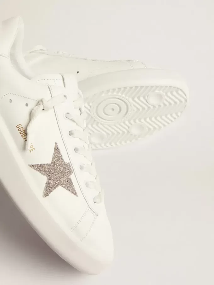 Purestar för damer i vitt läder med silverfärgad Swarovski-kristallstjärna Purestar för damer i vitt läder med silverfärgad Swarovski-kristallstjärna