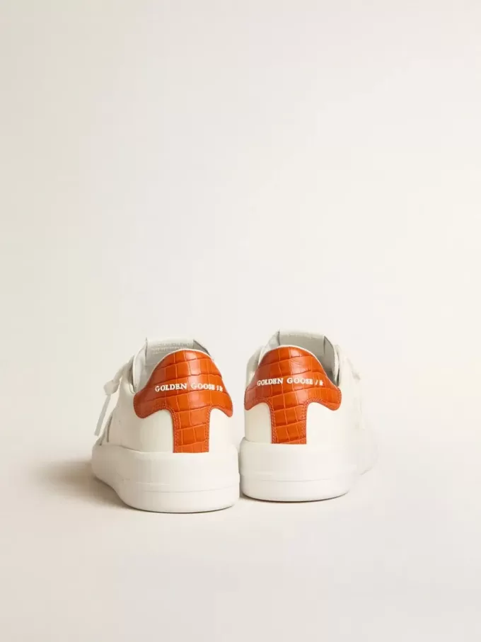Purestar för herr med vit läderstjärna och orange hälflik Purestar för herr med vit läderstjärna och orange hälflik