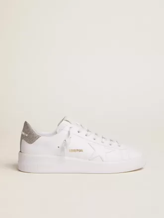 Purestar sneakers för damer med glittrande silverfärgad hälflik