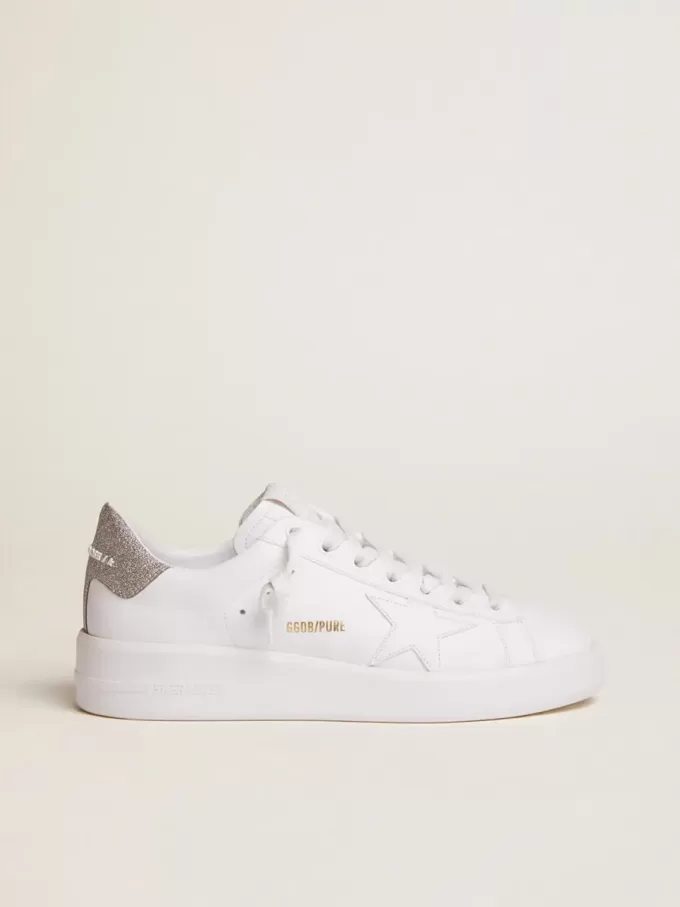Purestar sneakers för damer med glittrande silverfärgad hälflik Purestar sneakers för damer med glittrande silverfärgad hälflik