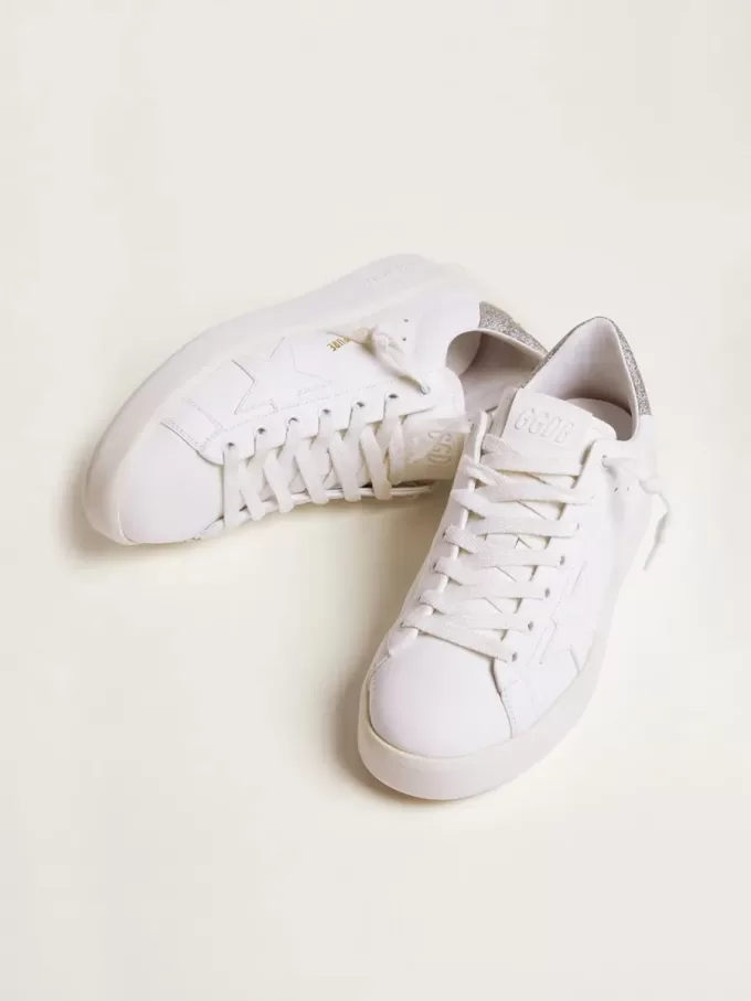 Purestar sneakers för damer med glittrande silverfärgad hälflik Purestar sneakers för damer med glittrande silverfärgad hälflik