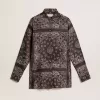 Pyjamas skjorta i antracitgrått med paisley-mönster