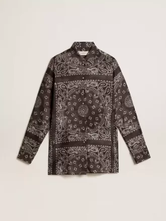 Pyjamas skjorta i antracitgrått med paisley-mönster