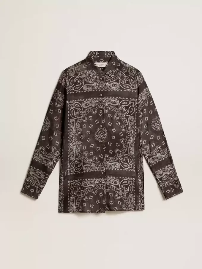 Pyjamas skjorta i antracitgrått med paisley-mönster