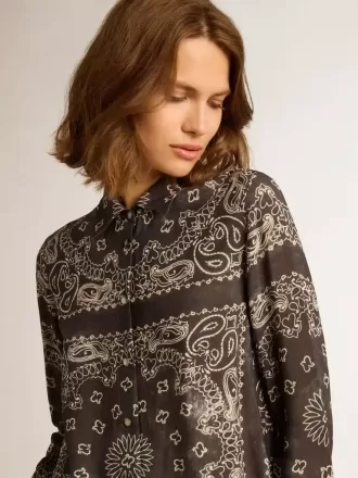 Pyjamas skjorta i antracitgrått med paisley-mönster