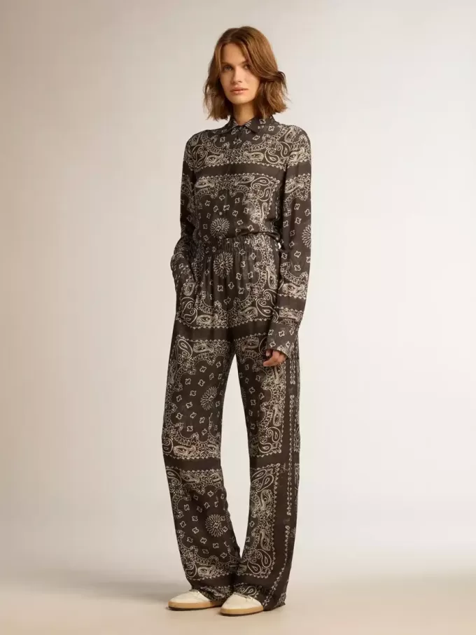 Pyjamas skjorta i antracitgrått med paisley-mönster