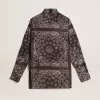 Pyjamas skjorta i antracitgrått med paisley-mönster