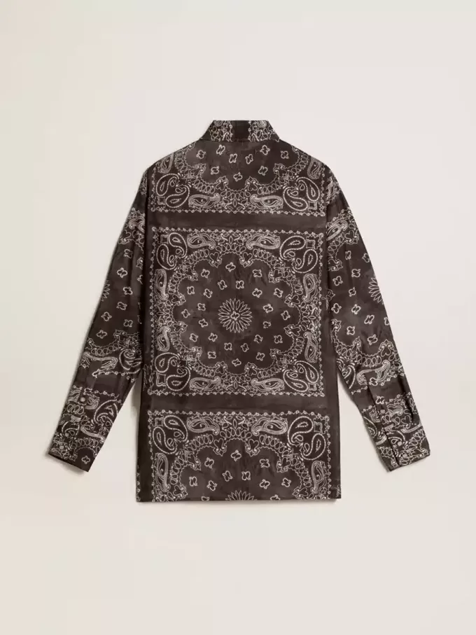 Pyjamas skjorta i antracitgrått med paisley-mönster