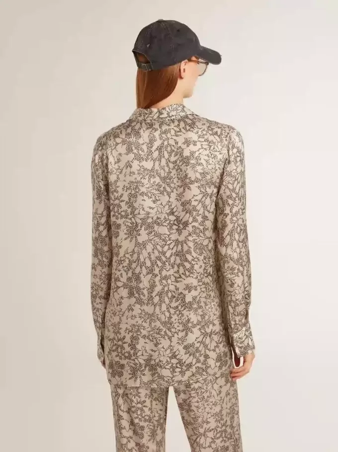 Pyjamas skjorta i silkesblandning för dam med blommönster Pyjamas skjorta i silkesblandning för dam med blommönster