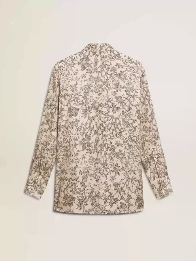 Pyjamas skjorta i silkesblandning för dam med blommönster Pyjamas skjorta i silkesblandning för dam med blommönster