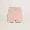 Rosa bomullsshorts för flickor med broderi