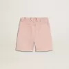 Rosa bomullsshorts för flickor med broderi