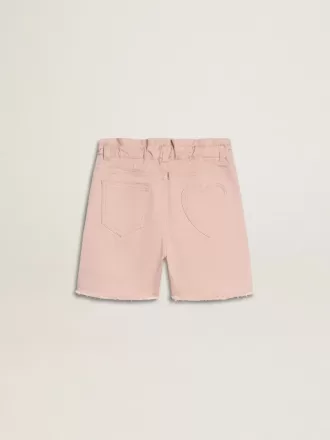 Rosa bomullsshorts för flickor med broderi