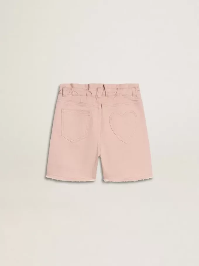 Rosa bomullsshorts för flickor med broderi