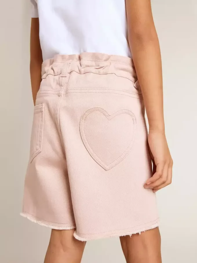 Rosa bomullsshorts för flickor med broderi