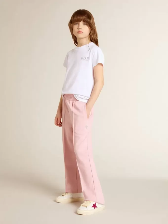 Rosa joggingbyxor med glitterstjärna på framsidan