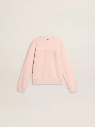 Rosa sweatshirt för flickor med rosa text på framsidan