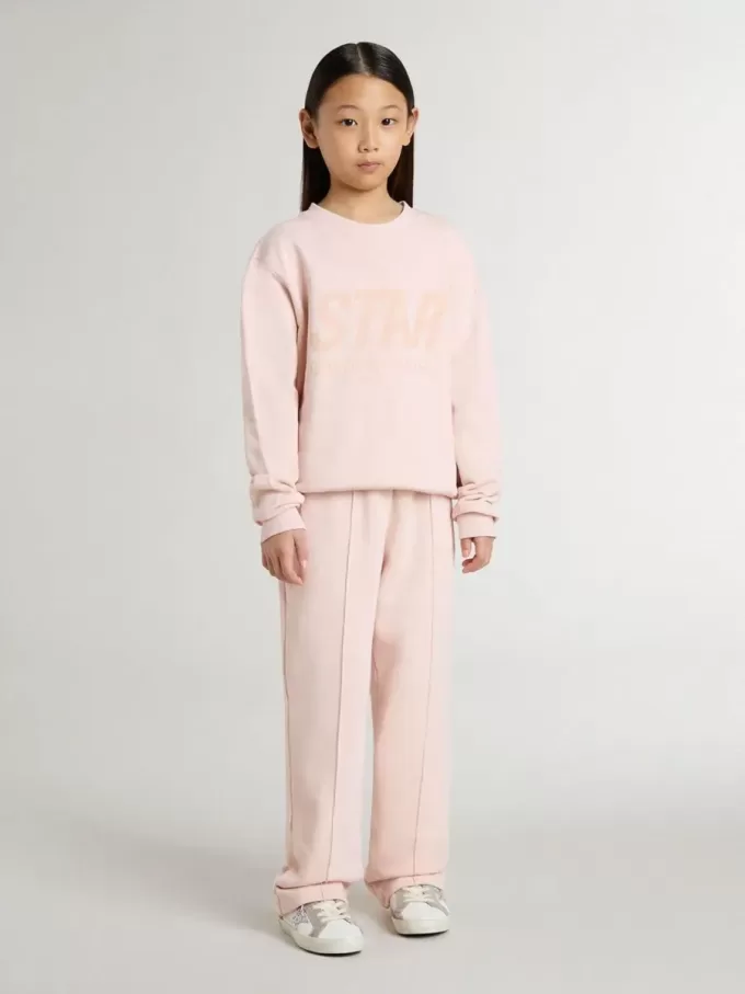 Rosa sweatshirt för flickor med rosa text på framsidan Rosa sweatshirt för flickor med rosa text på framsidan