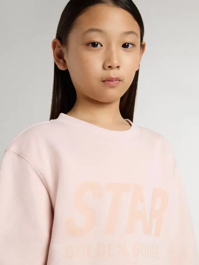 Rosa sweatshirt för flickor med rosa text på framsidan Rosa sweatshirt för flickor med rosa text på framsidan