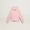 Rosa sweatshirt med huva och silverglittrande stjärnor Rosa sweatshirt med huva och silverglittrande stjärnor