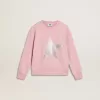 Rosa sweatshirt med maxistjärna i silverglitter på framsidan