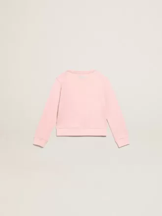 Rosa sweatshirt med maxistjärna i silverglitter på framsidan
