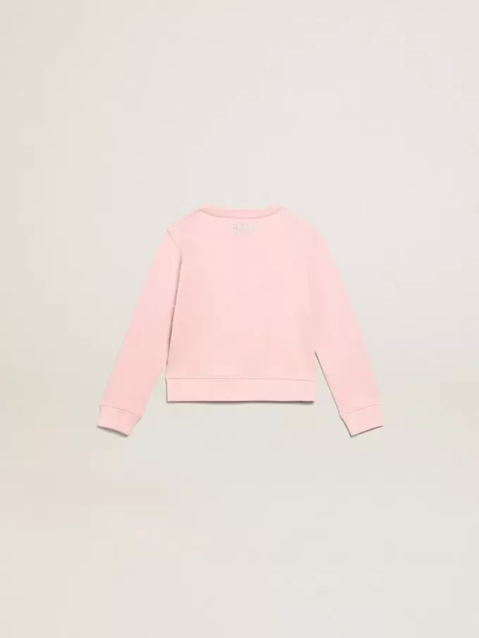 Rosa sweatshirt med maxistjärna i silverglitter på framsidan