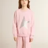 Rosa sweatshirt med maxistjärna i silverglitter på framsidan