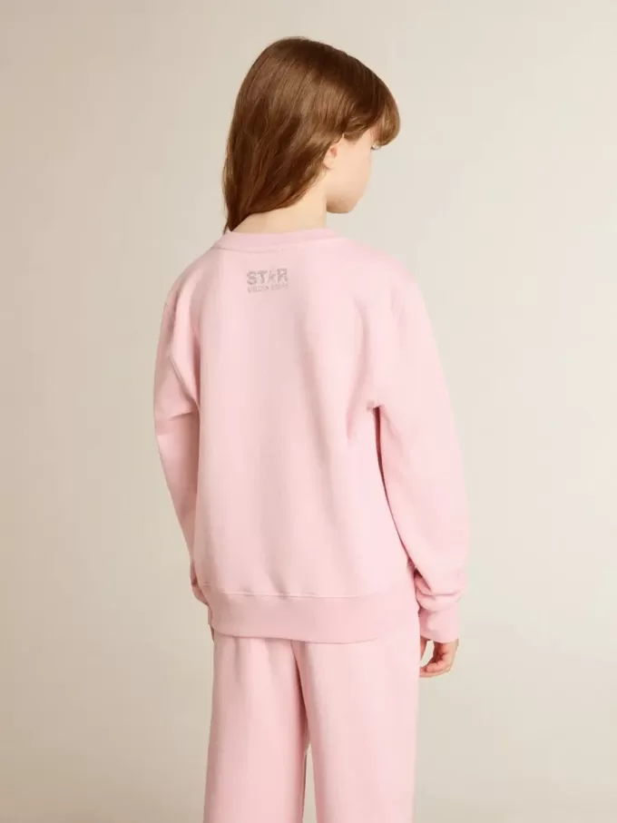 Rosa sweatshirt med maxistjärna i silverglitter på framsidan
