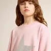 Rosa sweatshirt med maxistjärna i silverglitter på framsidan