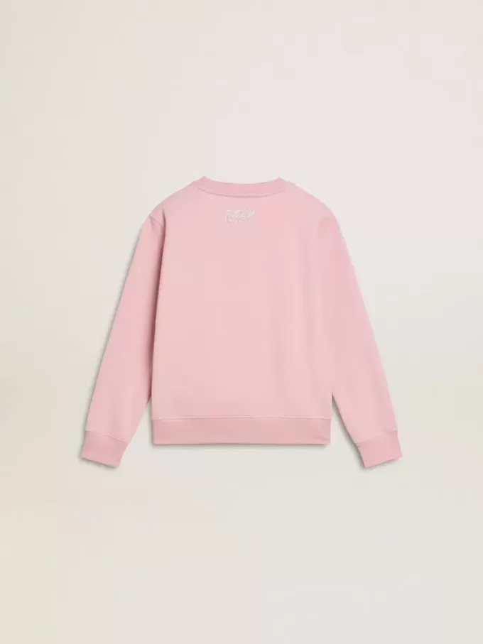 Rosa sweatshirt med maxistjärna i silverglitter på framsidan