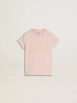 Rosa T-shirt för flickor med rosa tryck på framsidan