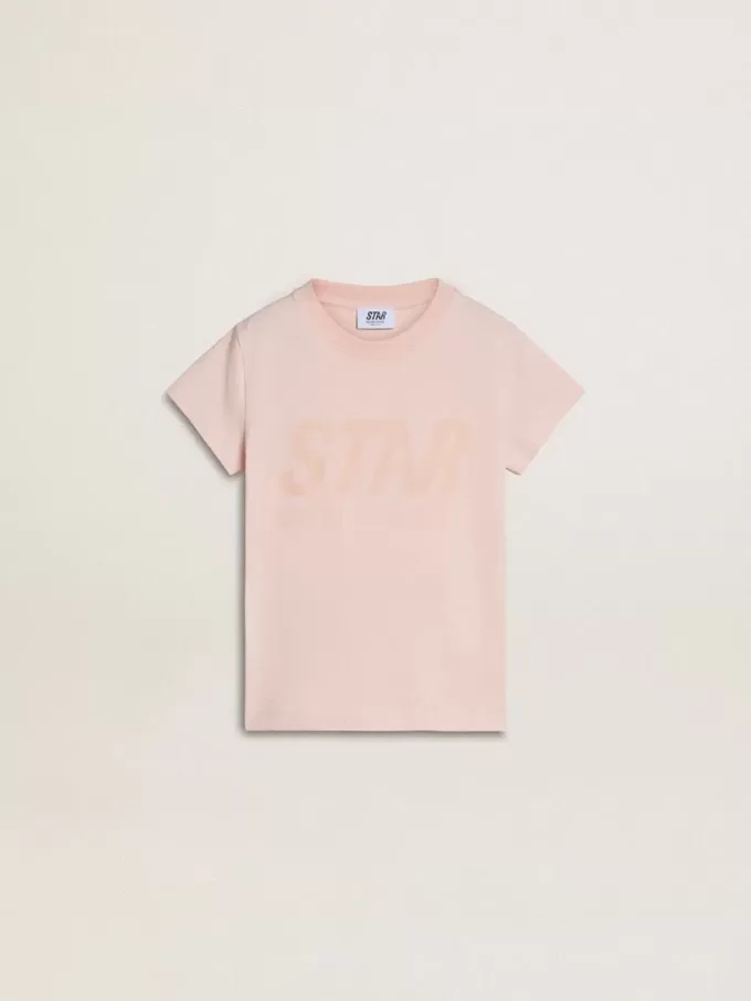 Rosa T-shirt för flickor med rosa tryck på framsidan Rosa T-shirt för flickor med rosa tryck på framsidan