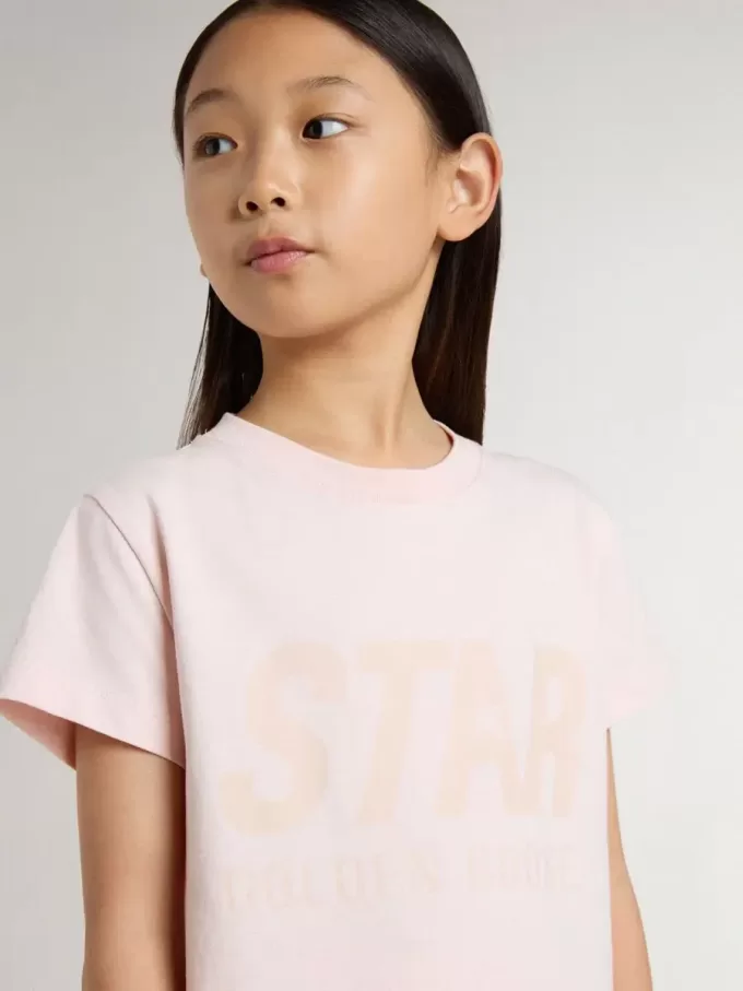 Rosa T-shirt för flickor med rosa tryck på framsidan Rosa T-shirt för flickor med rosa tryck på framsidan