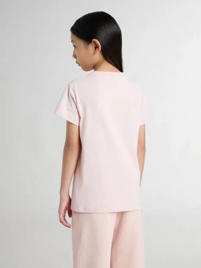 Rosa T-shirt för flickor med rosa tryck på framsidan Rosa T-shirt för flickor med rosa tryck på framsidan