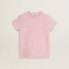 Rosa T-shirt för flickor med silverglitterlogotyp och maxistjärna
