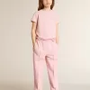 Rosa T-shirt för flickor med silverglitterlogotyp och maxistjärna