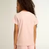 Rosa T-shirt för flickor med vit logotyp och stor stjärna