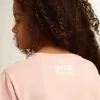 Rosa T-shirt för flickor med vit logotyp och stor stjärna
