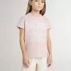 Rosa T-shirt för flickor med vitt tryck Rosa T-shirt för flickor med vitt tryck