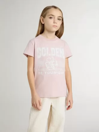 Rosa T-shirt för flickor med vitt tryck