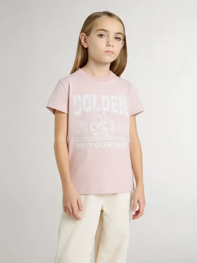 Rosa T-shirt för flickor med vitt tryck Rosa T-shirt för flickor med vitt tryck