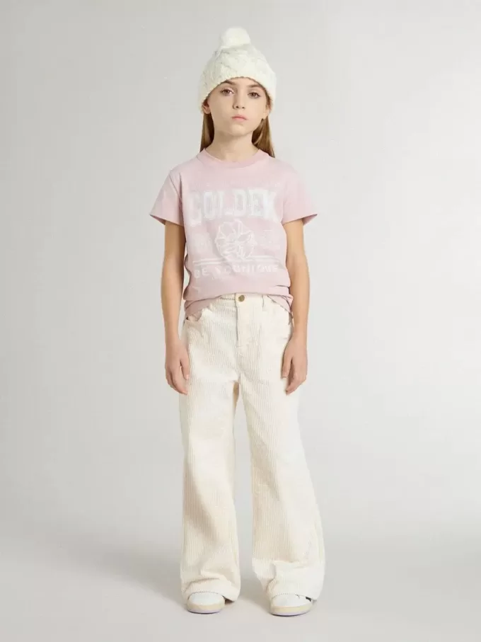 Rosa T-shirt för flickor med vitt tryck Rosa T-shirt för flickor med vitt tryck