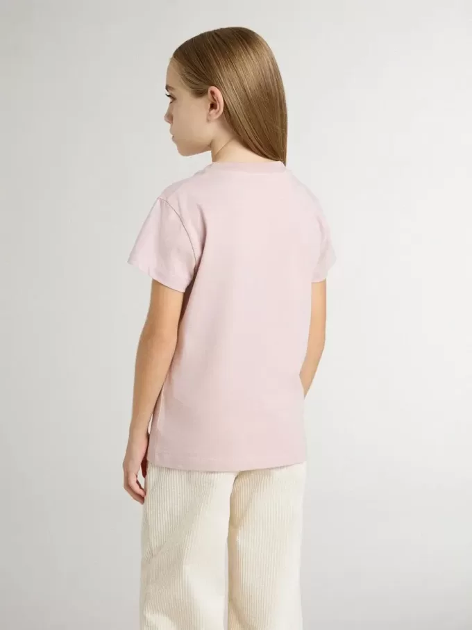 Rosa T-shirt för flickor med vitt tryck Rosa T-shirt för flickor med vitt tryck