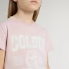 Rosa T-shirt för flickor med vitt tryck Rosa T-shirt för flickor med vitt tryck