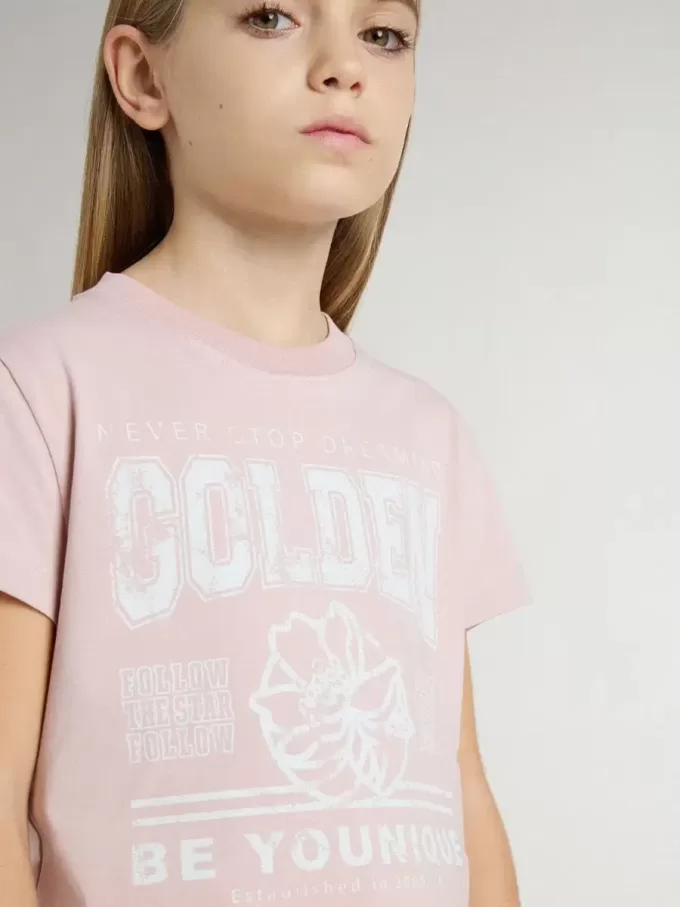 Rosa T-shirt för flickor med vitt tryck Rosa T-shirt för flickor med vitt tryck